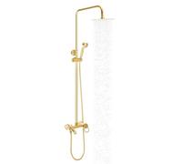 Set doccia a pioggia, set doccia con spray manuale e rubinetto, colore oro, altezza regolabile 80-117 cm, 20 cm, spray superiore