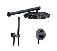 Set doccia a scomparsa La moderna con miscelatore contiene soffione a pioggia tondo e sistema nero for a telefono, 8 pollici(16Inch)