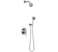 Set doccia a scomparsa, valvola miscelatrice incorporata nella parete, soffione multifunzione in ABS