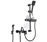 Set doccia a tripla funzione, rubinetto per vasca da bagno in ottone con pulsante, doccia portatile a 3 modalità, doccetta per bidet e miscelatore a parete, asta doccia regolabile inclusa