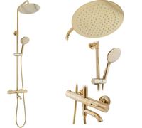 Set doccia bagno in ottone/ABS con termostato Rea Lungo oro