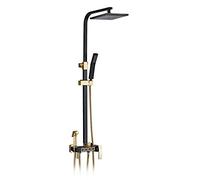 Set doccia combinato con miscelatore a pioggia, 4 funzioni, doccetta, rubinetto vasca, soffione bidet, acqua fredda e calda, design quadrato