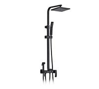 Set doccia combinato con miscelatore a pioggia, 4 funzioni, doccetta, rubinetto vasca, soffione bidet, acqua fredda e calda, design quadrato