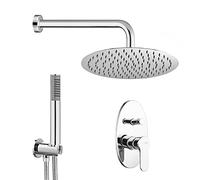 Set Doccia Completo Cromato, Sistema Incasso compreso di Miscelatore con deviatore, soffione 20 cm anticalcare e Kit doccetta (Cromo, Paco)