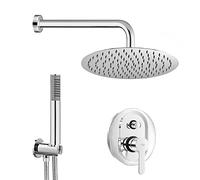 Set Doccia Completo Cromato, Sistema Incasso compreso di Miscelatore con deviatore, soffione 20 cm anticalcare e Kit doccetta (Cromo, Iole)