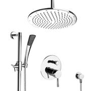 Set Doccia Completo PaulGurkes con Soffione Incassato da 30 cm Rotondo e Barra
