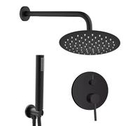 Set Doccia Completo Serie York In Color Cromo Con Miscelatore E Deviatore In Acciaio Inox, Braccio 30 Cm, Soffione 25cm E Kit Con Doccino, Flessibile E Presa Acqua