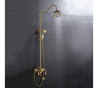 Set Doccia con Miscelatore Set Doccia in Rame Set Doccia da Bagno in Giada Oro Europeo Set Doccia a 3 funzioni Sistema Doccia a Mano e Acqua Fredda Round Top Spray Belt Asta di Sollevamento Rubinetto