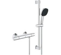 Set doccia con miscelatore termostatico, soffione 3 getti, asta 60 cm e flessibile - GROHE 34237003 - Water saving - Cromo