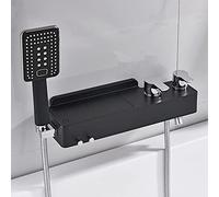 Set doccia con rubinetto for vasca da bagno nero mensola, for a doppia maniglia in lega di rame, miscelatore for a parete gancio, superficie in porcellana imitazione antiscottatura
