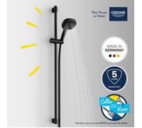 Set doccia con soffione a 2 getti, asta 90 cm e flessibile - GROHE Vitalio Comfort 110 269302431 - Risparmio idrico - Nero Opaco
