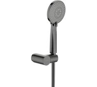 Set doccia con staffa fissa montaggio a parete tonda 3 funzioni finitura titanio - Stapol