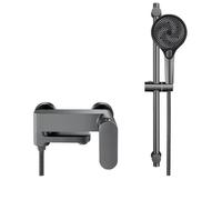 Set Doccia con Uscita Inferiore Ruotabile di 90° e Doccetta Regolabile in Altezza Miscelatore a Muro Vasca da Bagno,Grigio Pistola