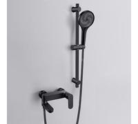 Set Doccia con Uscita Inferiore Ruotabile di 90° e Doccetta Regolabile in Altezza Miscelatore a Muro Vasca da Bagno,nero