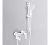 Set Doccia con Uscita Inferiore Ruotabile di 90° e Doccetta Regolabile in Altezza Miscelatore a Muro Vasca da Bagno,Bianco