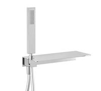 Set doccia cromato con doccetta ripiano portasapone e flessibile
