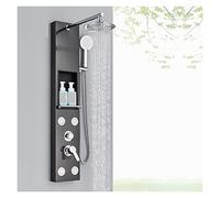 Set Doccia, Doccia Digitale Pannello Doccia Nero con ripiano portaoggetti Set Rubinetto Doccia a Pioggia Colonna Doccia idromassaggio Spa Miscelatore a Doppia Maniglia Torre Facile da installare(7001