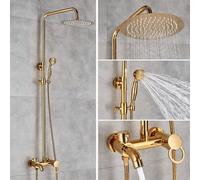 Set doccia dorato, set di accessori per doccia in acciaio inossidabile, soffione a pioggia regolabile in altezza, rubinetto per bagno, soffione e doccetta, decorazione per bagno, organizer per bagno,