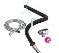 Set doccia e clistere a 4 fori, tubo flessibile in silicone, comodo ugello per donne e uomini, 42 cm + tubo da 150 cm (nero)