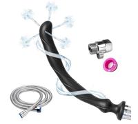 Set doccia e clistere a 5 fori, tubo flessibile in silicone, comodo ugello per donne e uomini, 27cm + tubo da 150 cm (nero)