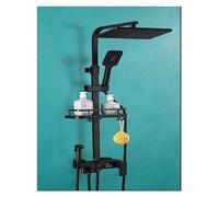 Set doccia in rame nero, sistema doccia a pioggia con doccetta a 4 getti, controllo tattico digitale, doppio pulsante per bagno (S1804B-HCDD-4G)