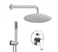Set doccia incasso con braccio soffione tondo e kit doccino acciaio cromo Dalil
