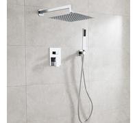 Set doccia incasso quadrato miscelatore 2 vie soffione doccetta staffa tubo