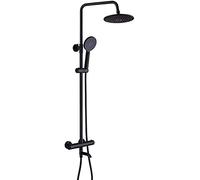 Set Doccia Miscelatore Sistema Doccia termostatico 38 ℃ Set Rubinetto Doccia Nero Set Doccia antiscottatura da Bagno con soffione a Pioggia da 20 cm e doccetta Regolabile Facile Installazione