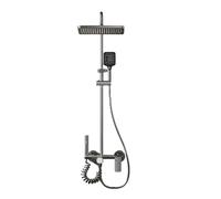 Set doccia multifunzione for bagno, acqua calda e fredda, manopola girevole for uso domestico, pressurizzazione, alluminio, grigio canna di fucile
