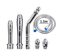Set doccia per clistere composto da 3 pezzi con 3 soffioni, kit doccia per uomo + tubo doccia da 150 cm (argento)