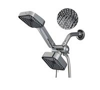 Set doccia portatile 2 in 1 quadrato con supporto, distributore d'acqua a tre vie, tubo flessibile antideflagrante, set soffione sospeso piccolo quadrato(Black)