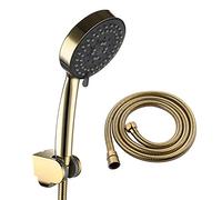 Set doccia portatile in ABS soffione doccia a pioggia 5 modalità di spruzzo soffione doccia massaggio spa soffione doccia rotondo con ugello in silicone, tubo doccia, doccia HOL, spazzolato