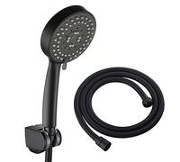 Set doccia portatile in ABS soffione doccia a pioggia 5 modalità di spruzzo soffione doccia massaggio spa soffione doccia rotondo con ugello in silicone, tubo doccia, doccia HOL, spazzolato