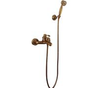 Set Doccia retrò in Ottone Anticato per Bagno con soffione, Flessibile, Rubinetto per Vasca, Set Miscelatore Doccia a Parete per Hotel, Palestra, Adulti