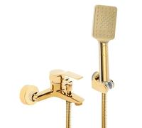 Set doccia, rubinetto a cascata per vasca da bagno, miscelatore per vasca da bagno, doccetta a pioggia, due tipi di prese d'acqua, per casa, camper, scuola, oro