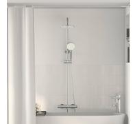 Set doccia termostatico cromato con doccetta e soffione doccia, 26,5 x 45,5 x 123 cm, ottone e acciaio inox, regolabile in altezza, risparmio idrico