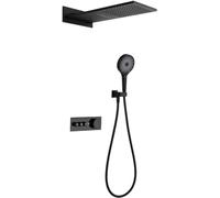 Set doccia termostatico, soffione doccia a cascata e palmare, doppio soffione doccia, set rubinetto doccia, con corpo valvola di visualizzazione della temperatura, set completo di rubinetti doccia