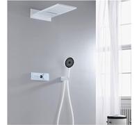Set doccia termostatico, soffione doccia a cascata e palmare, doppio soffione doccia, set rubinetto doccia, con corpo valvola di visualizzazione della temperatura, set completo di rubinetti doccia