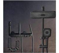 Set doccia termostatico - soffione doccia a pioggia a parete e doccetta portatile, sistema doccia completo a vista con doppia testa, beccuccio per vasca e doccetta per bidet a mano