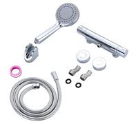 Set doccia termostatico, valvola in ottone per camper, con vasca da bagno a parete e soffione doccia portatile, tubo in PVC da 5 m, limite di 38 °C, facile installazione, per camper e docce esterne