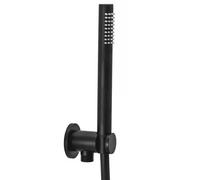 Set doccia tondo con supporto e presa acqua 1 getto - nero opaco Rubinetter...