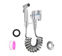 Set doccino per bidet con tubo da 1,5 m e valvola a 2 vie - Doccetta per bidet ad alta pressione e risparmio idrico - Maniglia ergonomica per bagno, cucina e balcone (Argento)