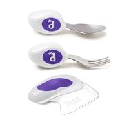 Set doddl 3 pezzi, coltello, cucchiaio e forchetta-Per imparare a usare le posate, da 1 anno in su, svezzamento, blu indaco