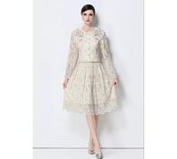 Set Donna Due Pezzi Elegante Stampa Floreale Giallo Camicia E Gonna CF56657