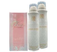 SET DONNA: Eau De Toilette CHIC Romantic. Profumo Femminile, Elegante, Naturale e Sexy 100ml + 2x Deodorante ANIMA NOBILE, Raffinata Fragranza Per La Donna D'Oggi 150ml
