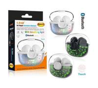 SET DOPPIO AURICOLARE CUFFIE BLUETOOTH LUCE LED RGB TOUCH BOX BASE RICARICA R837