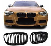 SET Doppio Griglia Anteriore Kühlergrill Nera Lucida ABS Per BMW 1er F20 F21