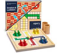 , Set Double Face Scale E Serpenti E Ludo, Gioco Da Tavolo Reversibile in Legno