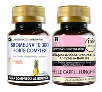 SET DRENANTE CELLULITE ANTIOSSIDANTE | BROMELINA 10000 E 5000 GDU/g CENTELLA PILOSELLA TARASSACO BETULLA + COLLAGENE E ACIDO IALURONICO Q10 COMPLESSO BELLEZZA