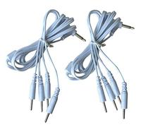 Set Due Cavi Moltiplicatori Ricambio per Elettrostimolatori Tens Ems 4 Spinotti per Cavo, per Elettrodi a Spinotto Jack da 3,5 mm (3.5 mm)